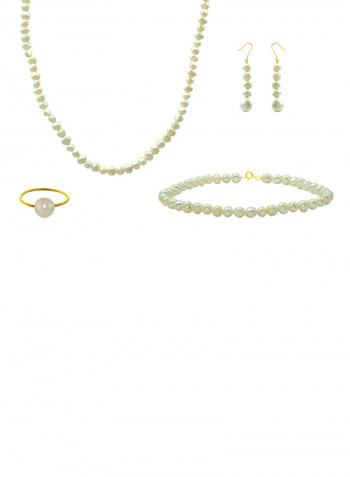 10 Karat Gold With Pearls Jewellery Set