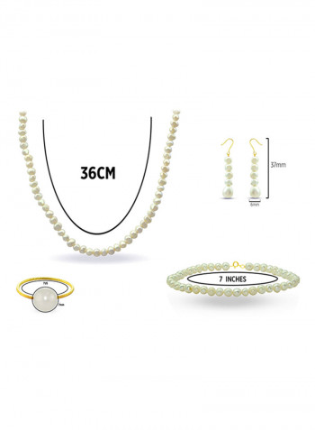 10 Karat Gold With Pearls Jewellery Set