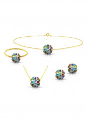 10 Karat Solid Yellow Gold Simple 10 mm Crystal Ball Jewellery Set