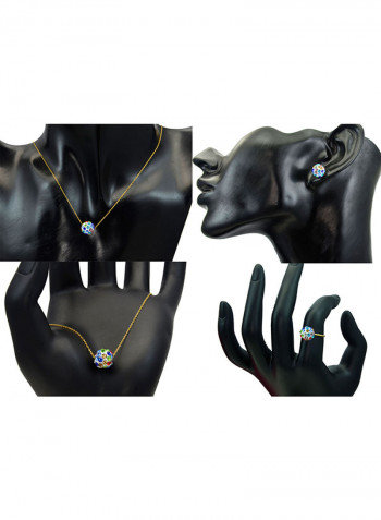 10 Karat Solid Yellow Gold Simple 10 mm Crystal Ball Jewellery Set
