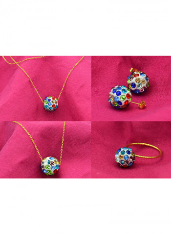 10 Karat Solid Yellow Gold Simple 10 mm Crystal Ball Jewellery Set