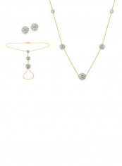 18 Karat Gold Gradual Built-in Crystal Ball 3 Piece Jewellery Set