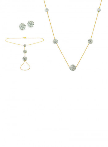 18 Karat Gold Gradual Built-in Crystal Ball 3 Piece Jewellery Set