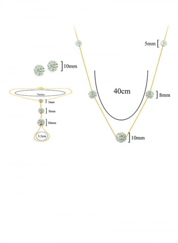 18 Karat Gold Gradual Built-in Crystal Ball 3 Piece Jewellery Set