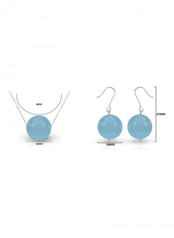 18 Karat Solid White Gold Simple 10 mm Jade Jewellery Set