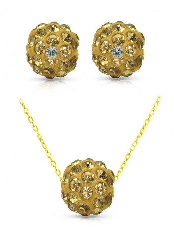 18 Karat Solid Yellow Gold Simple 10 mm Crystal Ball Ring