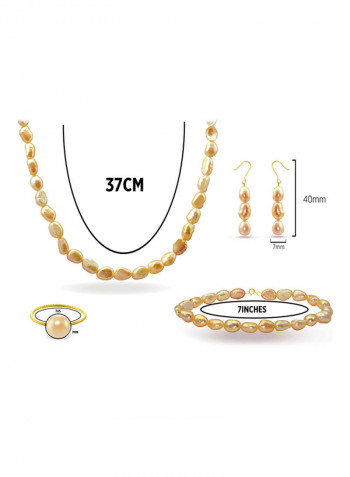 10 Karat Gold With Pearls Jewellery Set