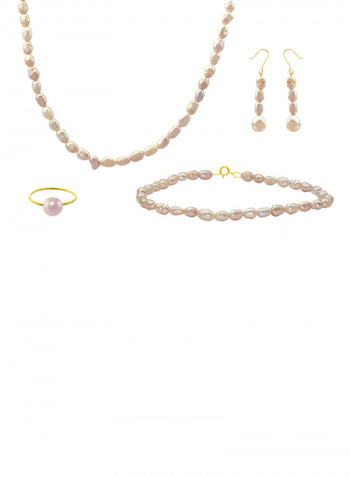 10 Karat Gold With Pearls Jewellery Set