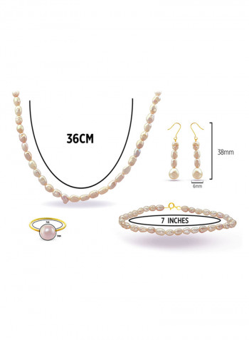 10 Karat Gold With Pearls Jewellery Set