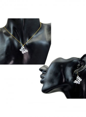Pack Of 2 18 Karat Gold Butterfly Mother Of Pearl Jewellery Set
