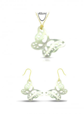 Pack Of 2 18 Karat Gold Butterfly Mother Of Pearl Jewellery Set