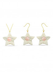 2-Piece 18 Karat Solid Yellow Gold Mother Of Pearl With 6-7 mm Star Shape Jewellery