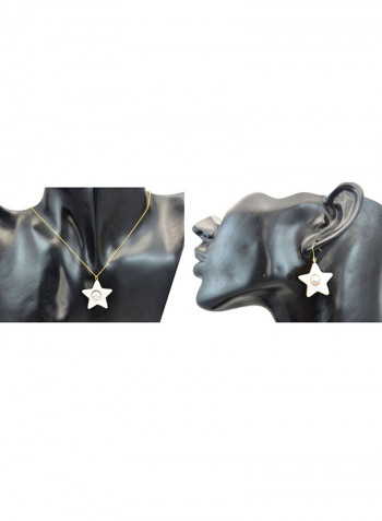 2-Piece 18 Karat Solid Yellow Gold Mother Of Pearl With 6-7 mm Star Shape Jewellery