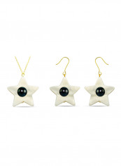 2-Piece 18 Karat Solid Yellow Gold Mother Of Pearl With 6-7 mm Star Shape Jewellery