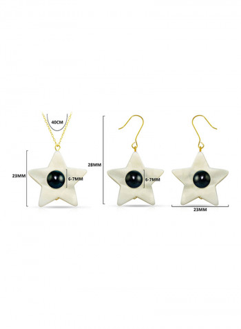 2-Piece 18 Karat Solid Yellow Gold Mother Of Pearl With 6-7 mm Star Shape Jewellery