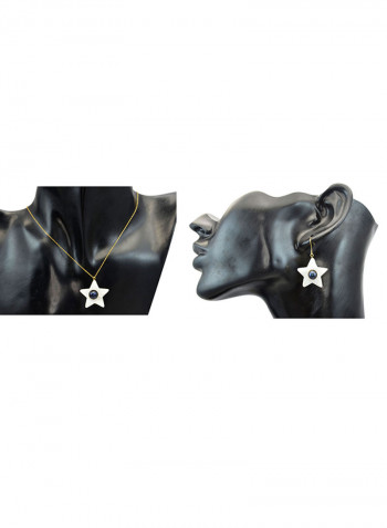 2-Piece 18 Karat Solid Yellow Gold Mother Of Pearl With 6-7 mm Star Shape Jewellery
