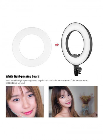 LED Video Light Ring With Phone Holder Black