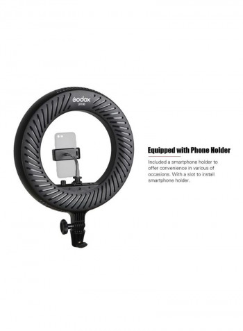 LED Video Light Ring With Phone Holder Black