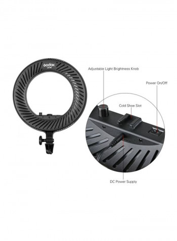 LED Video Light Ring With Phone Holder Black