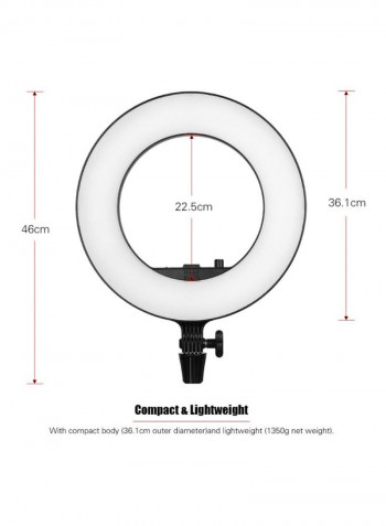 LED Video Light Ring With Phone Holder Black