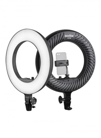 LED Video Light Ring With Phone Holder Black