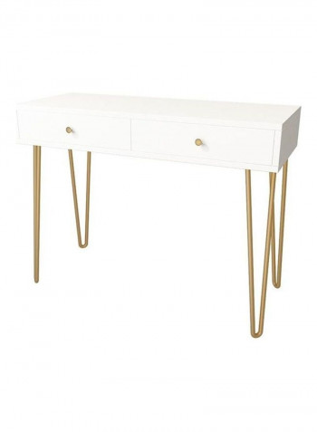 Wooden Dressing Table White/Gold 100x48x74cm