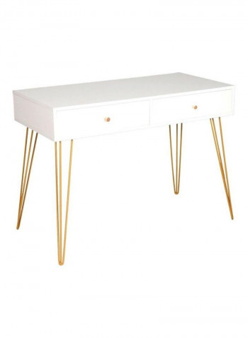 Wooden Dressing Table White/Gold 100x48x74cm