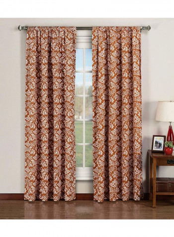 2-Piece Valencia Printed Rod Pocket Curtain Brown 104 x 96inch