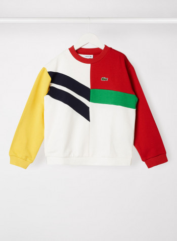 Kids Graphic Cotton Fleece Sweatshirt White/Yellow/Red