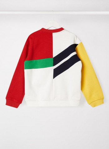 Kids Graphic Cotton Fleece Sweatshirt White/Yellow/Red