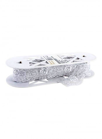 Metallic Embroidered Galloon Bridal Organza Trim White/Silver