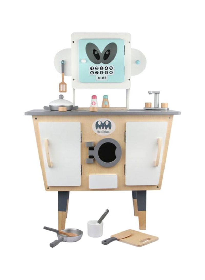 21-Piece Robotic Wooden Pretend Kitchen Toy Set