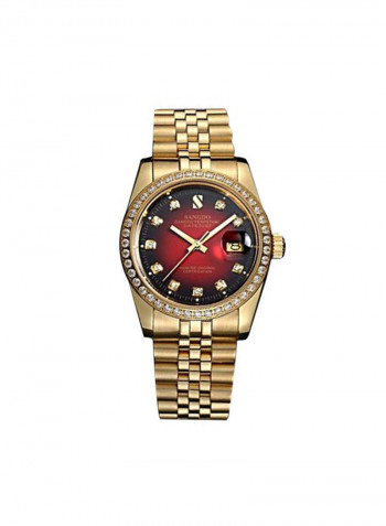 Men's Stone Studded Stainless Steel Automatic Mechanical Watch 5275602