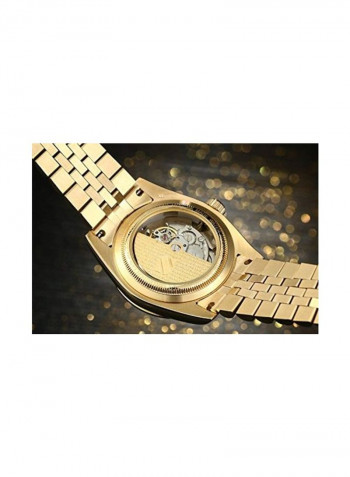 Men's Stone Studded Stainless Steel Automatic Mechanical Watch 5275602