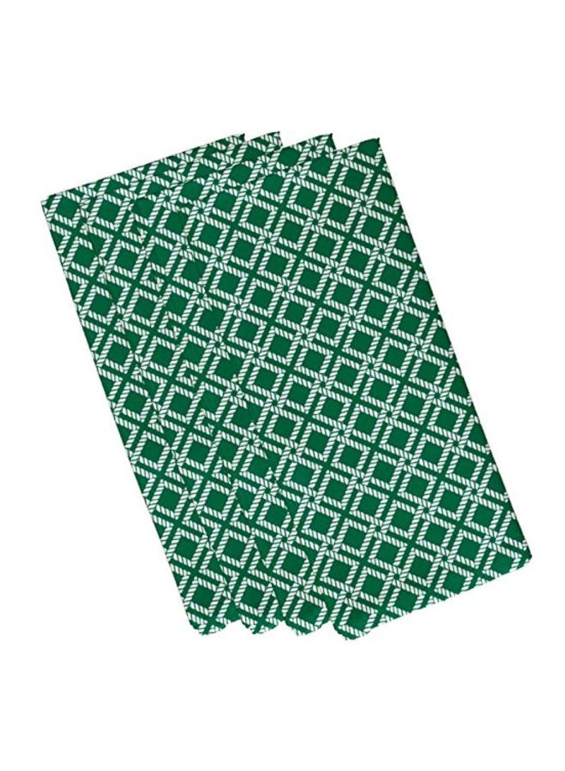 4-Piece Polyester Printed Napkin Green 19x19x19inch