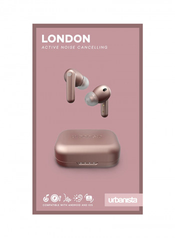 London Active Wireless In-Ear Headphones With Charging Case Pink
