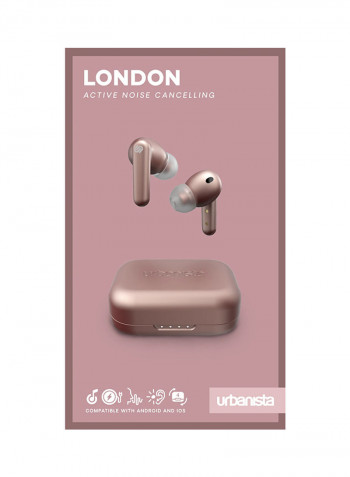 London Active Wireless In-Ear Headphones With Charging Case Pink