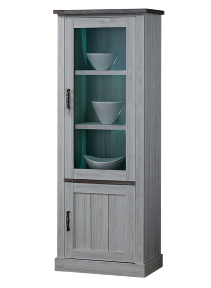 Emily Curio Glass Door Cabinet Grey 72x191x46centimeter