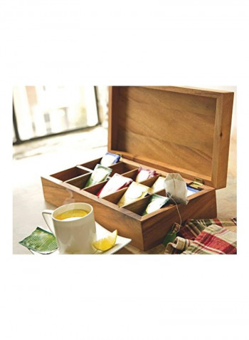 10-Cell Tea Box Brown 14.75x7.75x3.75inch
