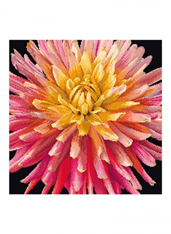 Dahlia On Aida Cross Stitch Kit Pink/Yellow/White