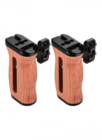 2-Piece Camera Wooden Side Handle Brown/Black