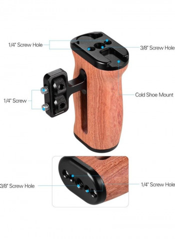 2-Piece Universal Camera Cage Wooden Handle with Screw Holes Brown/Black