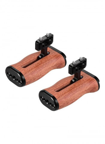 2-Piece Universal Camera Cage Wooden Handle with Screw Holes Brown/Black