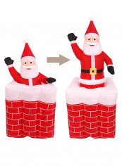 Decorative Inflatable Climbing Out Of Chimney Santa Claus Red/White/Black