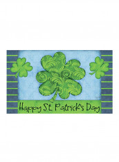 St. Patricks Day Exclusive Artwork By Joy Hall Door Mat Blue/Green 0.25x30x18inch
