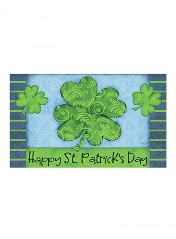 St. Patricks Day Exclusive Artwork By Joy Hall Door Mat Blue/Green 0.25x30x18inch