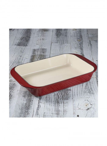 Cast Iron Roasting Pan Cardinal Red 14inch