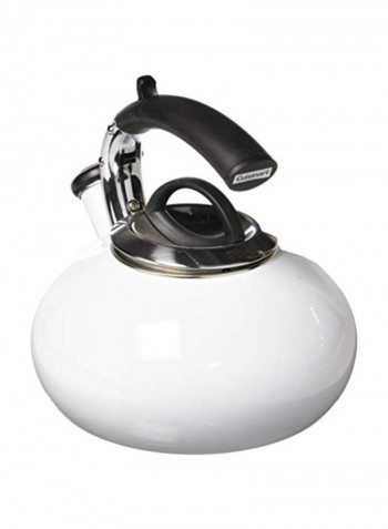 Tea Kettle White/Silver 21.6x21.6x22.2cm