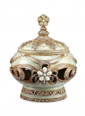 Decorative Vintage Rose Box Beige/Gold 9.25x11inch