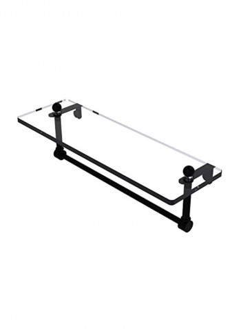 Glass Shelf With Towel Bar Clear/Black 16x5x5inch